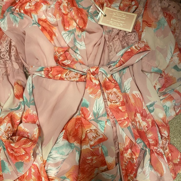 Vici Collection Adore Me Floral & Lace Off The Shoulder Maxi Dress - Picture 8 of 8